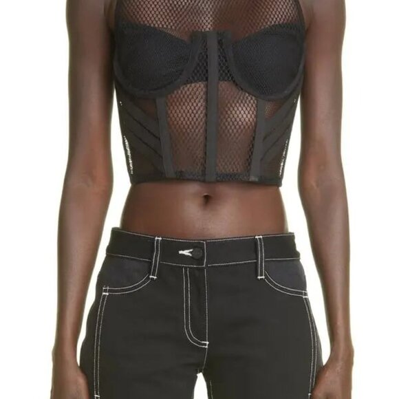 Dion Lee Net Lace Layered Top in Black mesh crop tank top corset - Picture 6 of 10
